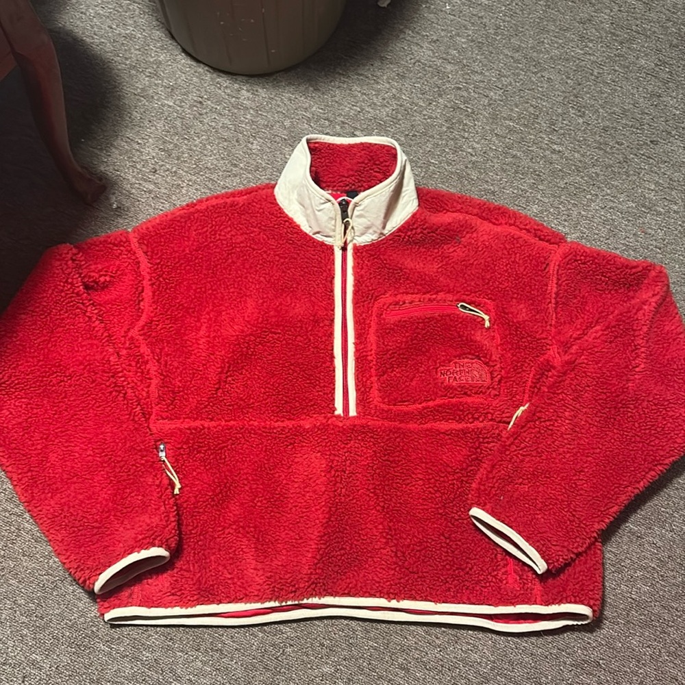 Red North Face Half Zip